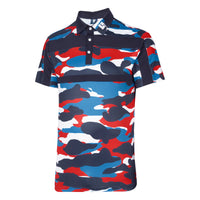 Buried Elephant Camo Print Golf Polo - Blue/Red/White